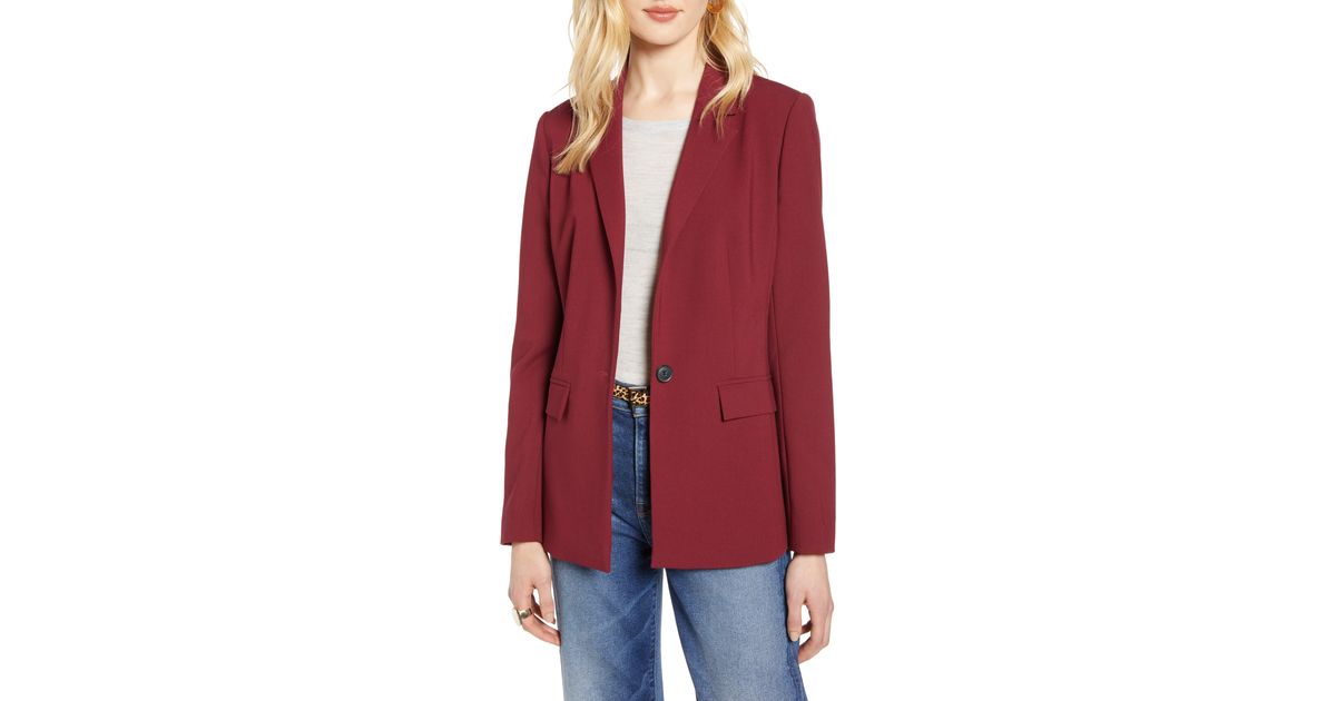 Halogen Halogen Single Breasted Blazer in Red Save 40 Lyst