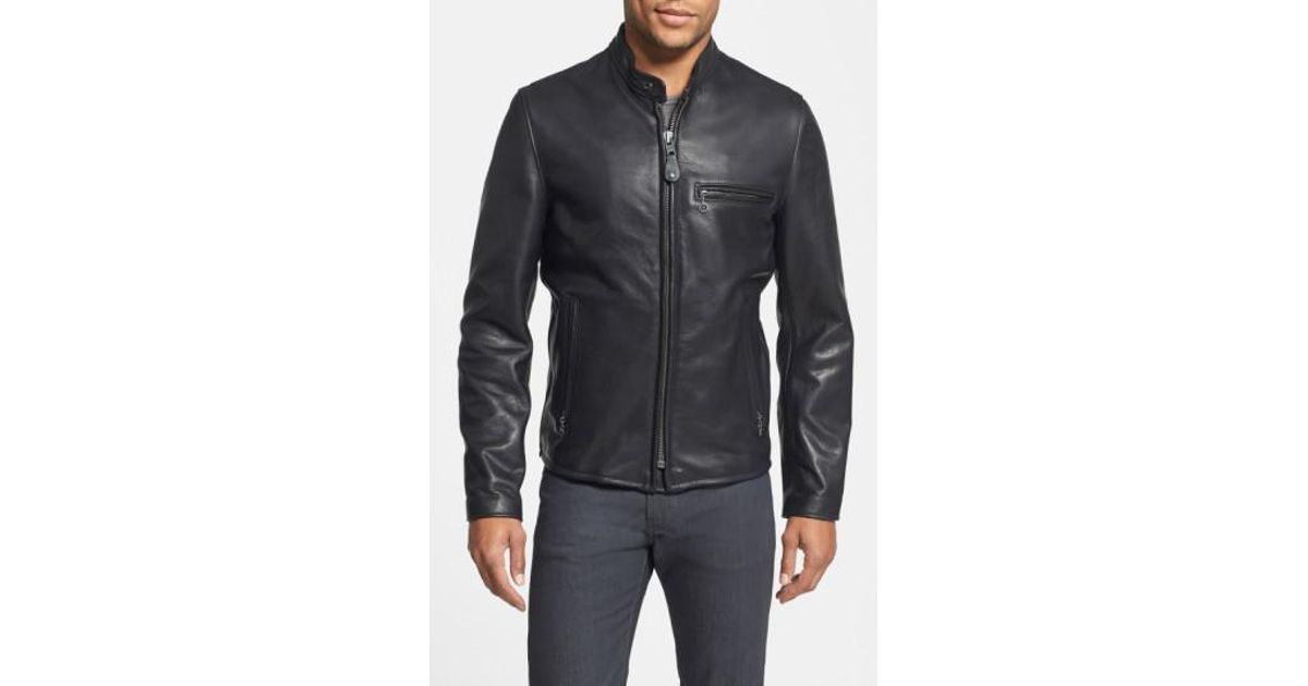 Lyst Schott Nyc Cafe Racer Oil Tanned Cowhide Leather Moto Jacket Lyst Schott Nyc Cafe Racer Oil Tanned Cowhide Leather Moto Jacket In Black For Men