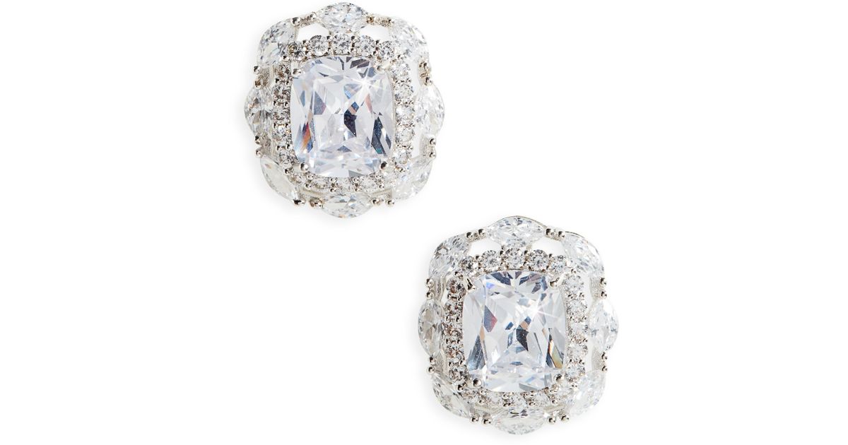 Lyst Nina Large Cubic Zirconia Stud Earrings In Metallic