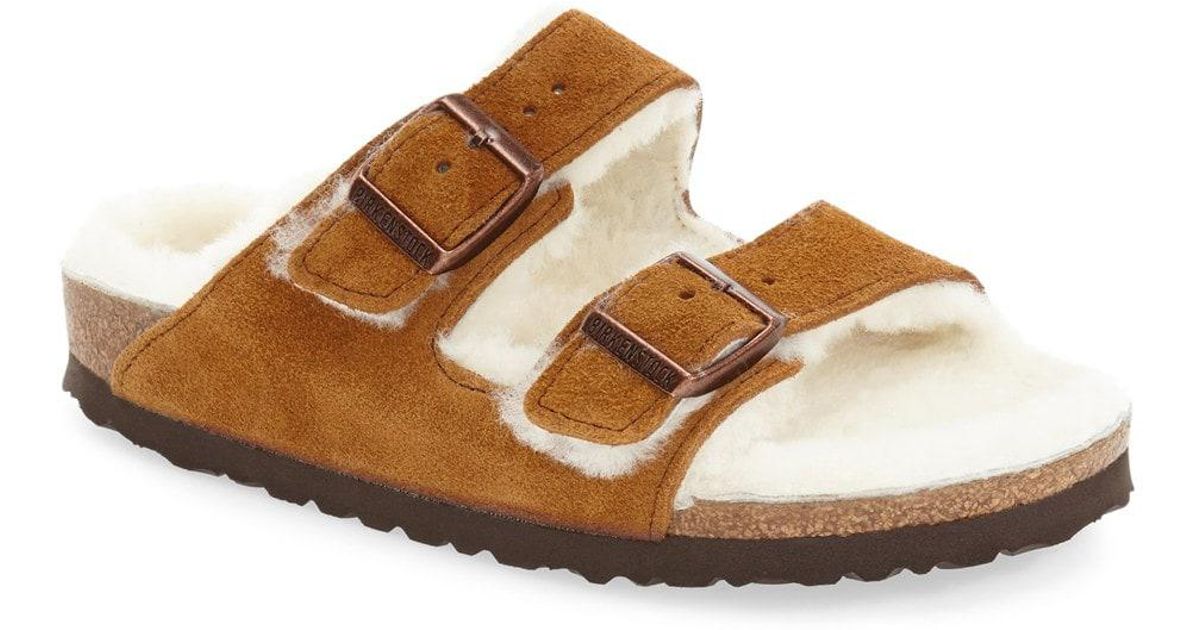 birkenstock shearling lined sandals