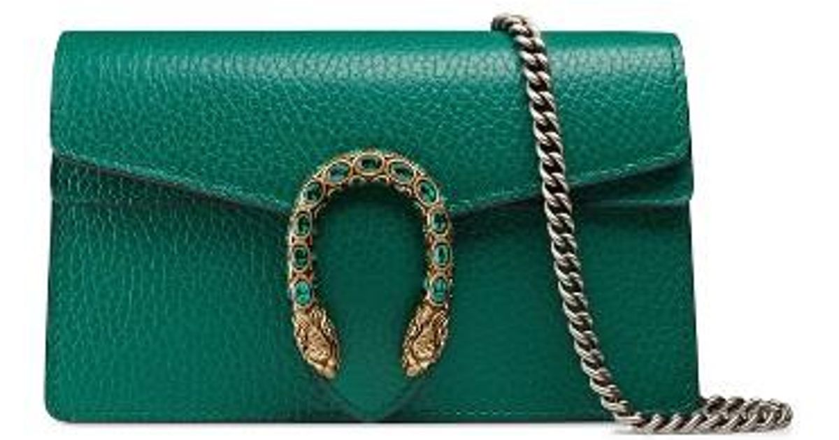Lyst - Gucci Super Mini Dionysus Leather Shoulder Bag in Green