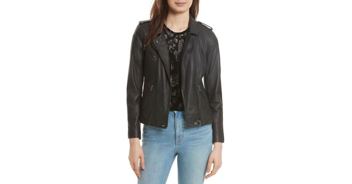 Rebecca Taylor Black Washed Leather Moto Jacket Lyst