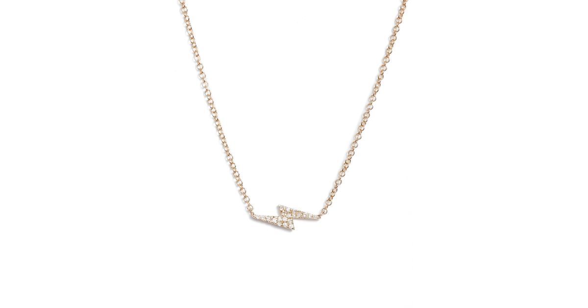 Lyst Ef Collection Diamond Lightning Bolt Pendant Necklace In Metallic