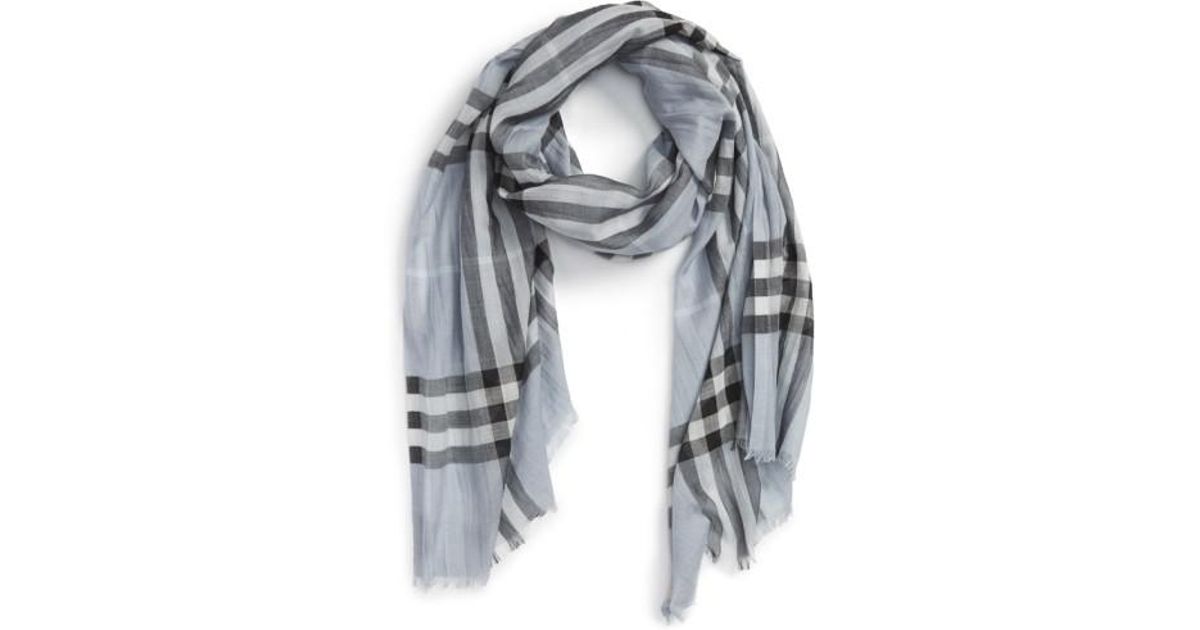 burberry giant check print wool & silk scarf