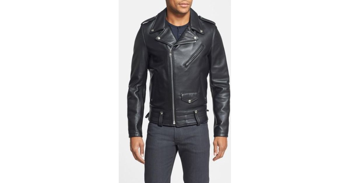 Schott Nyc Chips Slim Fit Moto Leather Jacket In Black For Men Lyst