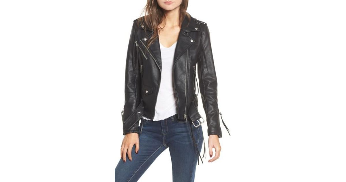 Blank Nyc Faux Leather Tassel Moto Jacket In Black Lyst