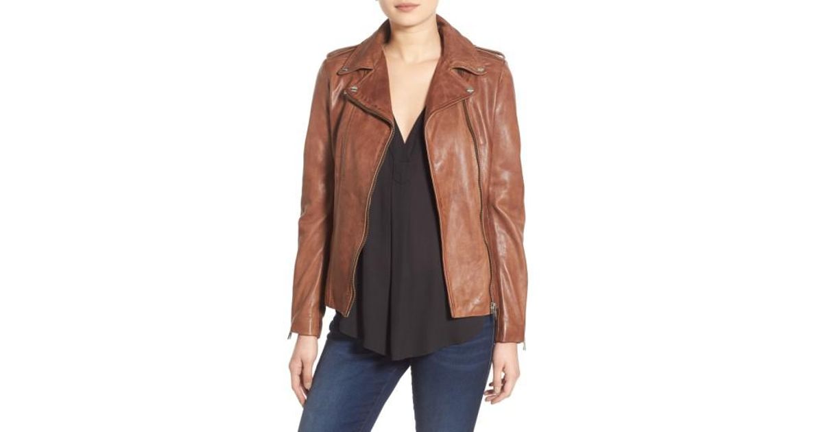 Lyst Lamarque Terri Lambskin Leather Moto Jacket