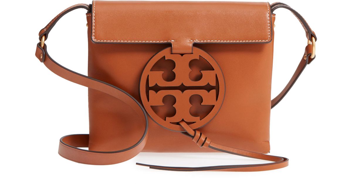 Lyst - Tory Burch Miller Leather Crossbody Bag in Brown