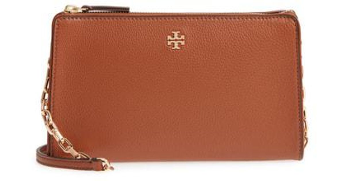 Lyst Tory Burch Marsden Leather Wallet Crossbody Bag In Brown
