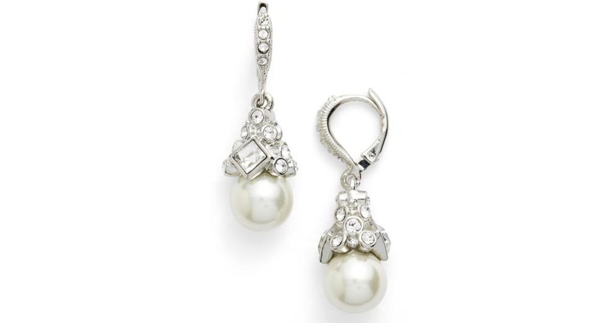 Lyst Givenchy Imitation Pearl Drop Earrings In Metallic