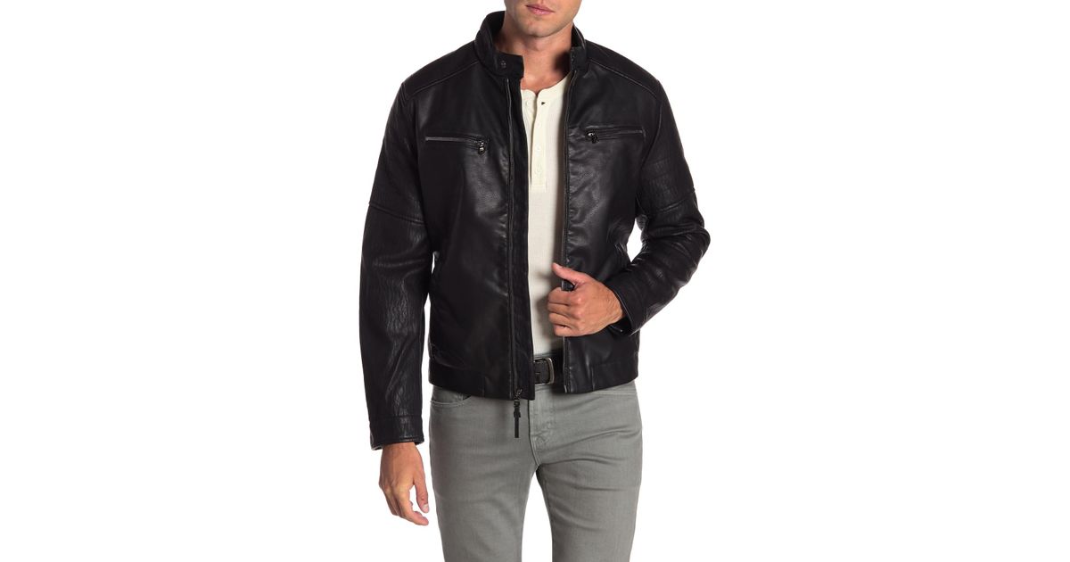 Lyst Michael Kors Huron Faux Fur Lined Moto Jacket In Black For Men