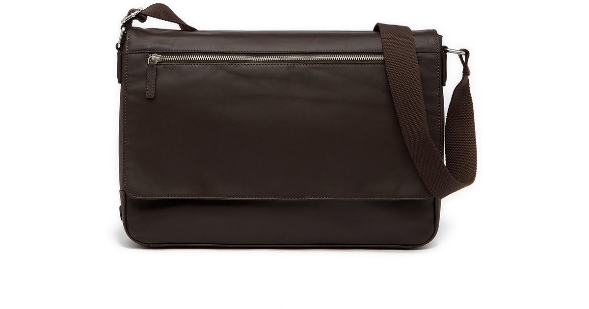 Lyst Cole Haan Smooth Leather Messenger Bag In Black For Men