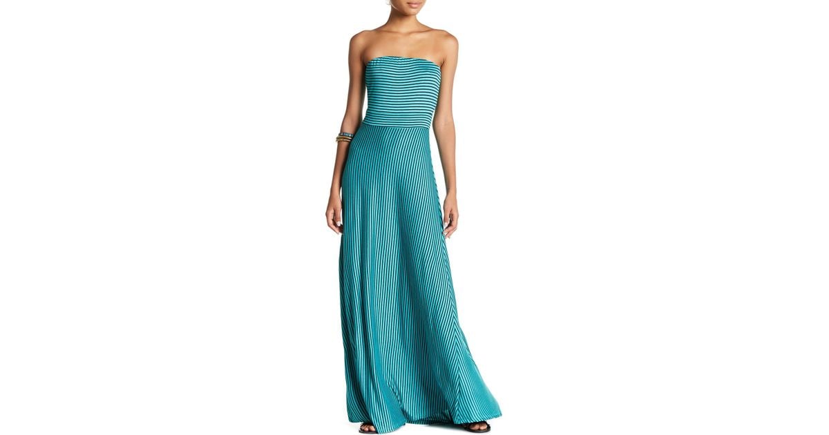 west kei strapless stripe maxi dress