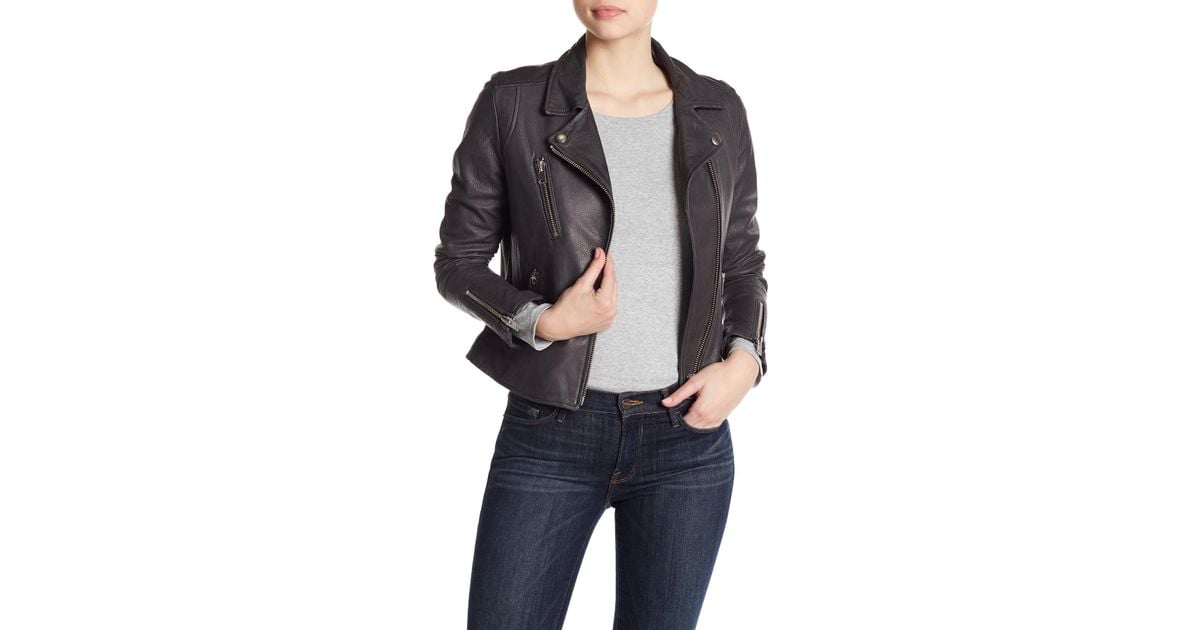 Lyst Doma Leather Notch Collar Lamb Nappa Jacket In Gray