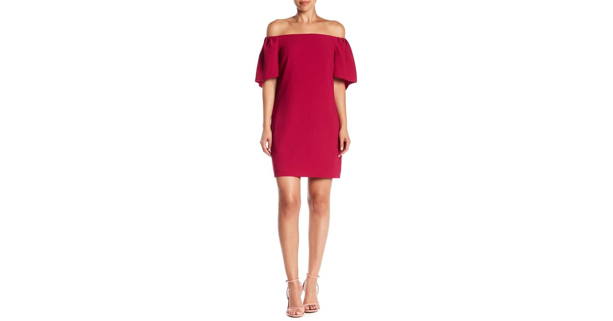 Lyst Trina Turk Zeal Off The Shoulder Cape Dress In Red