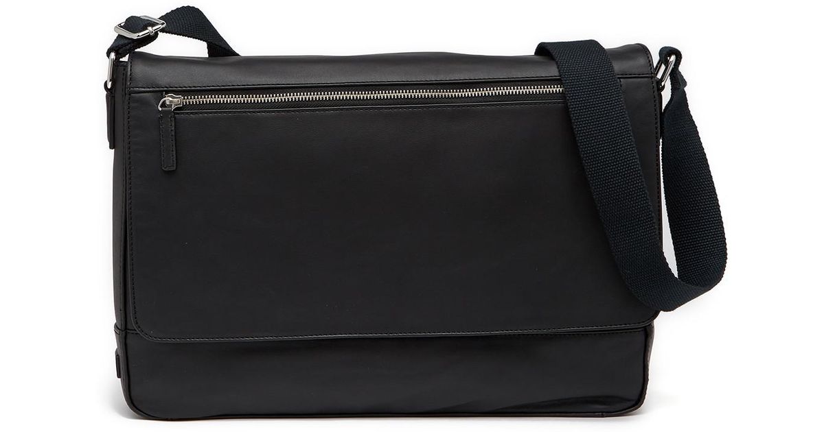 Lyst Cole Haan Smooth Leather Messenger Bag In Black For Men