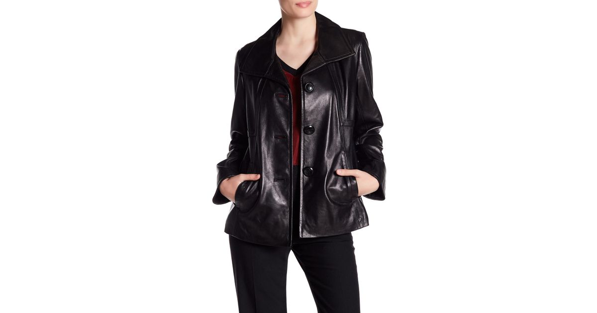 Ellen Tracy Black Genuine Lamb Leather Jacket Lyst
