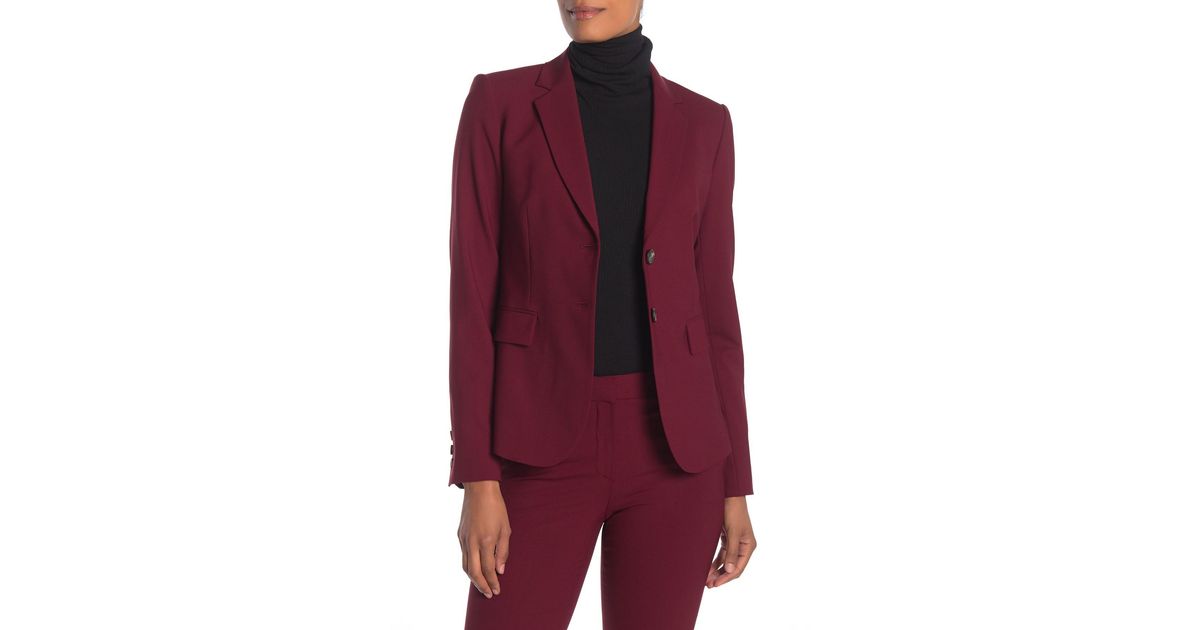 Theory Carissa Stretch Wool Classic Suit Jacket in Red - Lyst