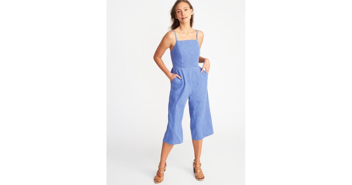 Old Navy Sleeveless Chambray Cami Jumpsuit In Blue Lyst