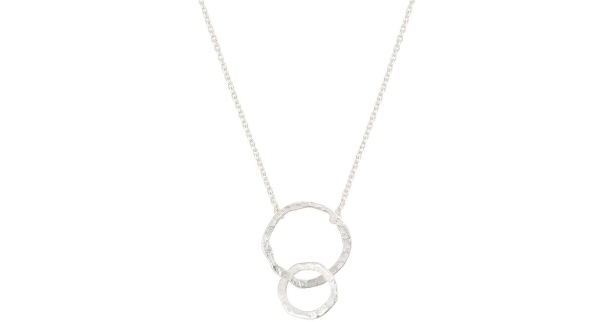Oliver Bonas Sharleen Textured Double Circle Silver Pendant Necklace in