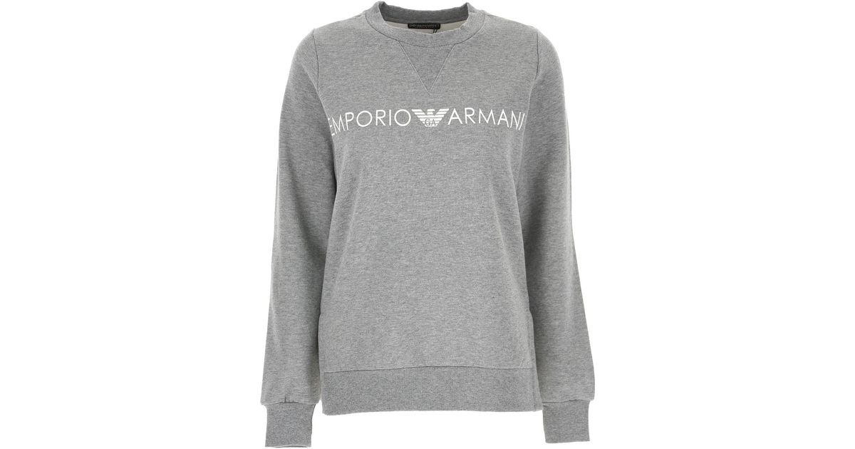 Emporio Armani Cotton Sweatshirt For Women in Dark Grey Melange (Gray ...