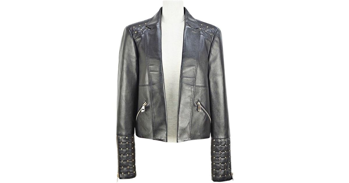 Lyst Versace Leather Jacket With Studs Lamb Skin Black G33890 Lyst Versace Leather Jacket With Studs Lamb Skin Black G33890 G602223 Size 44 Womens Rank S In