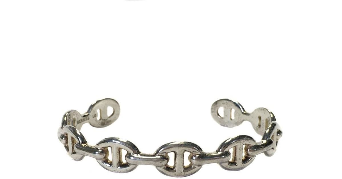 Lyst Hermès Anchor Chain Bracelet Chains Silver In Metallic