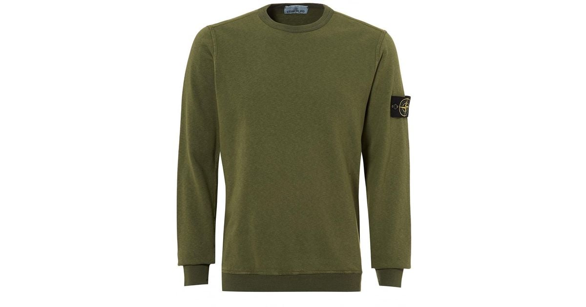 Stone Island Garment Dyed Sweatshirt In Green Stone Island Garment Dyed Sweatshirt In Green
