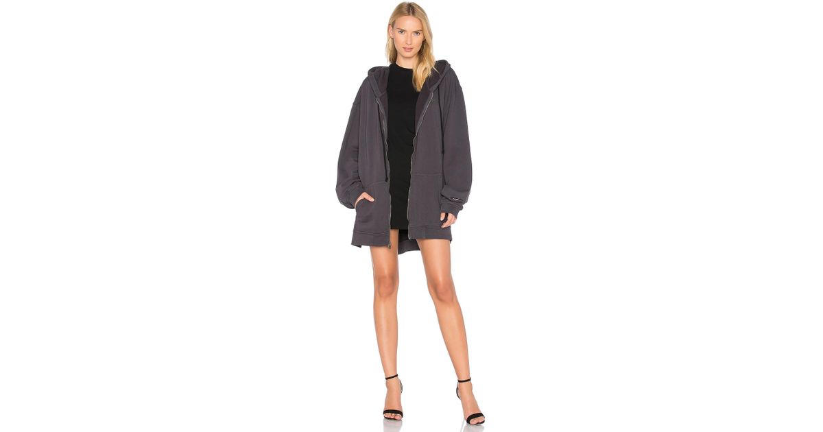 Lyst Hudson Oversized Zip Up Hoo Dress In Gray