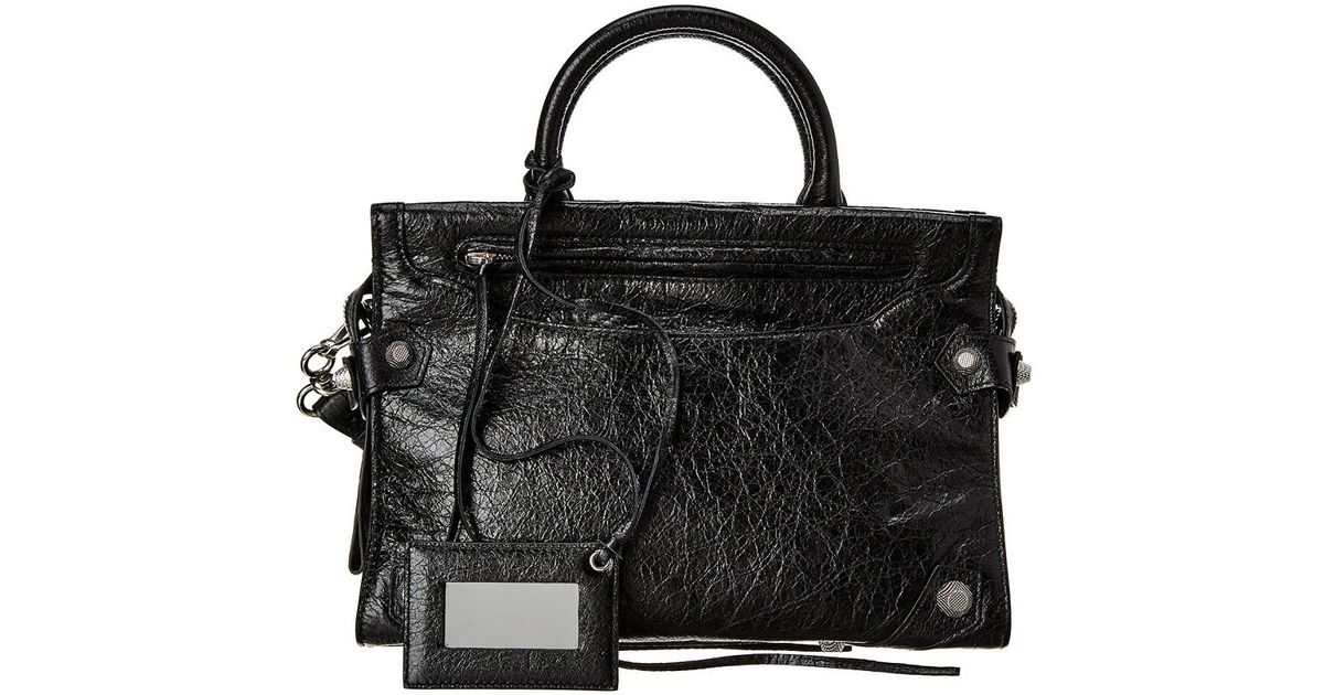 Balenciaga Blackout City Small Leather Shoulder Bag in Black - Lyst