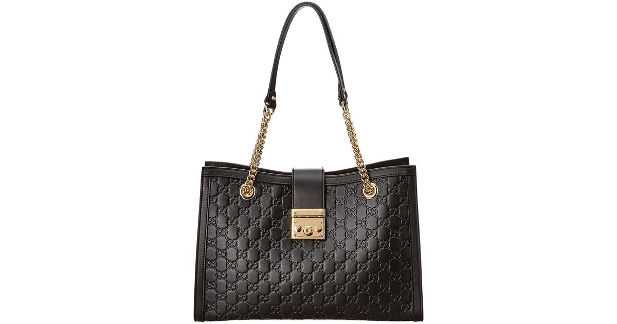 Gucci Padlock Signature Leather Medium Shoulder Bag in Black - Lyst
