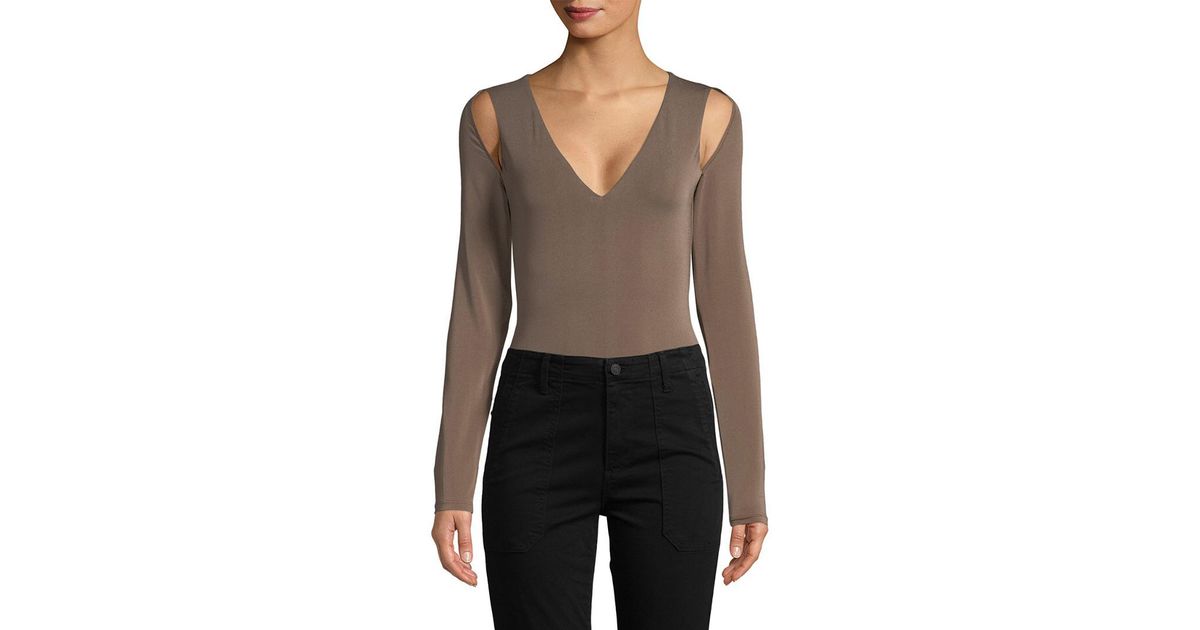 BCBGMAXAZRIA Womens Maya Faux Suede Knit Bodysuit