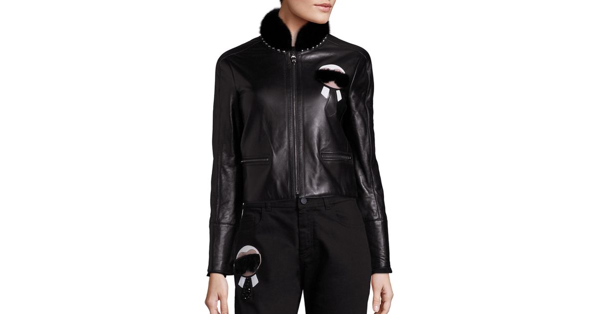 Lyst Fendi Karlito Mink Fur Leather Jacket In Black