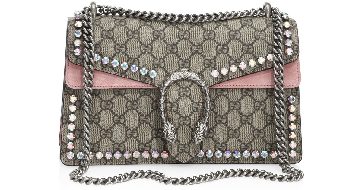 Lyst Gucci Small Dionysus Crystal Embellished Chain Shoulder Bag