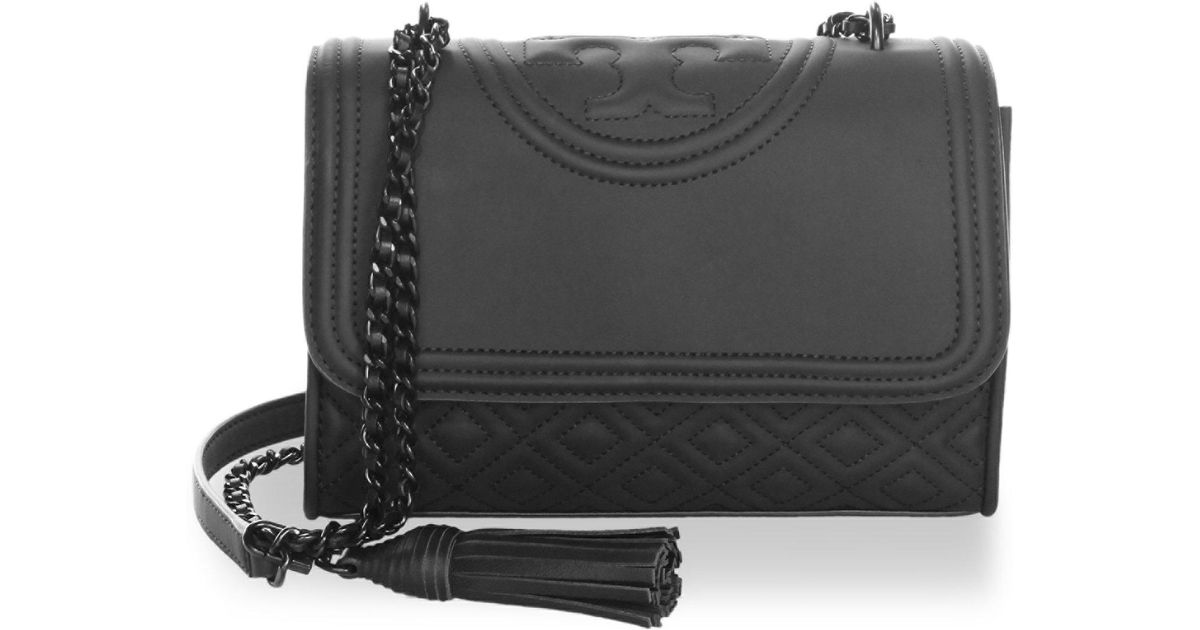 Tory Burch Black Fleming Matte Small Polyurethane Shoulder Bag