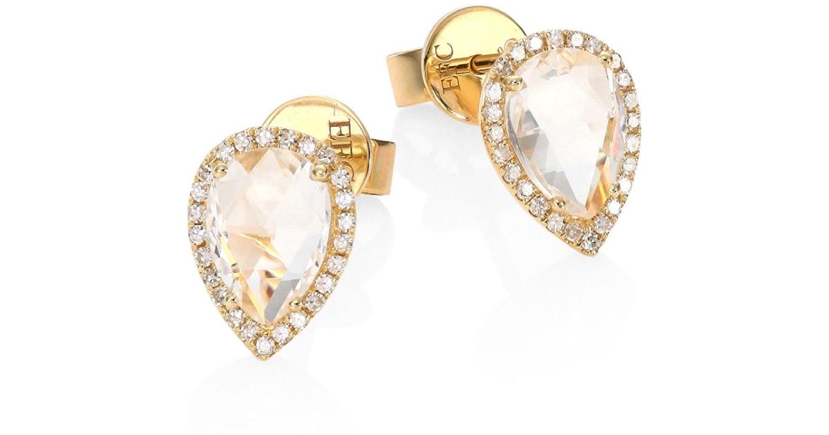 Ef Collection Teardrop Diamond White Topaz Stud Earrings In Ef Collection Teardrop Diamond White Topaz Stud Earrings In Metallic Lyst