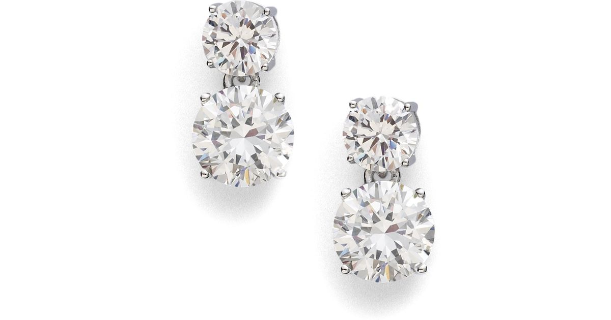 Lyst Adriana Orsini Double Stud Drop Earrings In Metallic