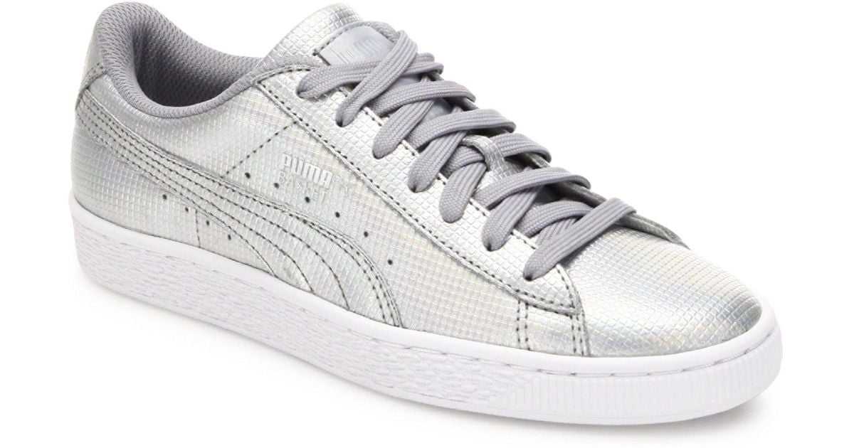 puma basket holographic leather sneakers puma basket holographic leather sneakers