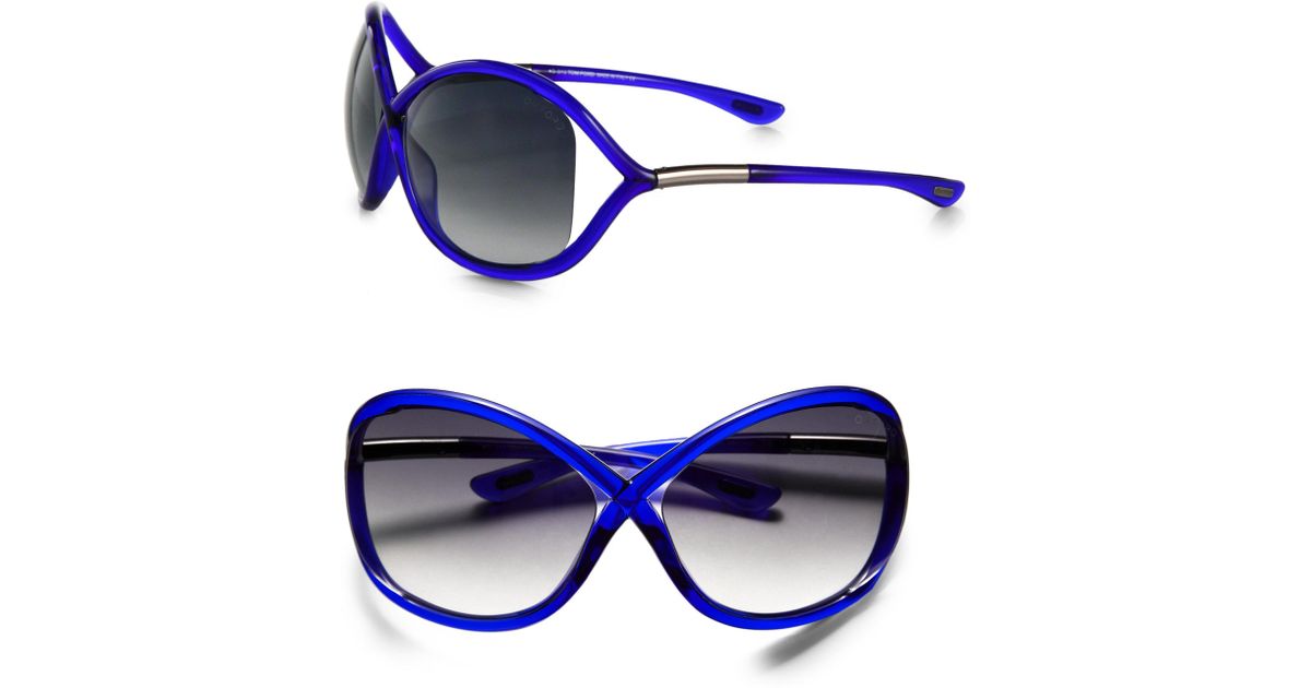 Lyst Tom Ford Whitney Oversized Round Crossover Sungles In Blue
