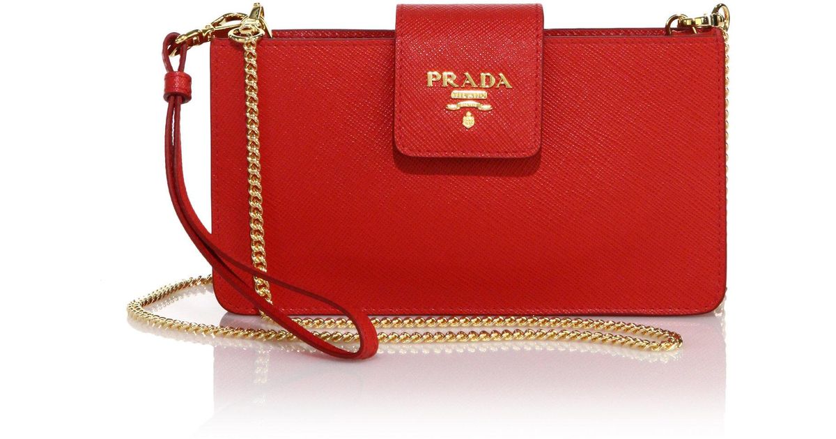 Lyst Prada Leather Iphone 6 Plus Cross Body Case In Red