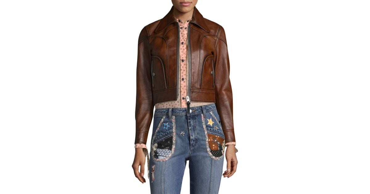 Lyst Coach Landscape Leather Jacket In Brown