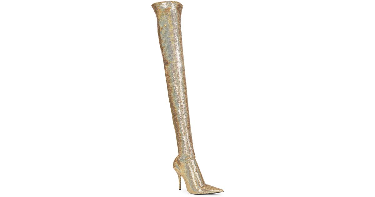 balenciaga metallic thigh high boots