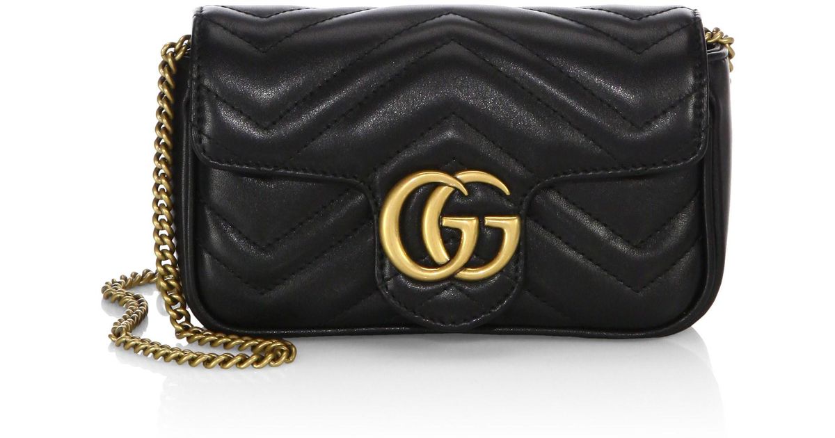 Gucci GG Marmont Matelasse Leather Mini Chain Camera Bag in Black - Save 7.407407407407405% - Lyst