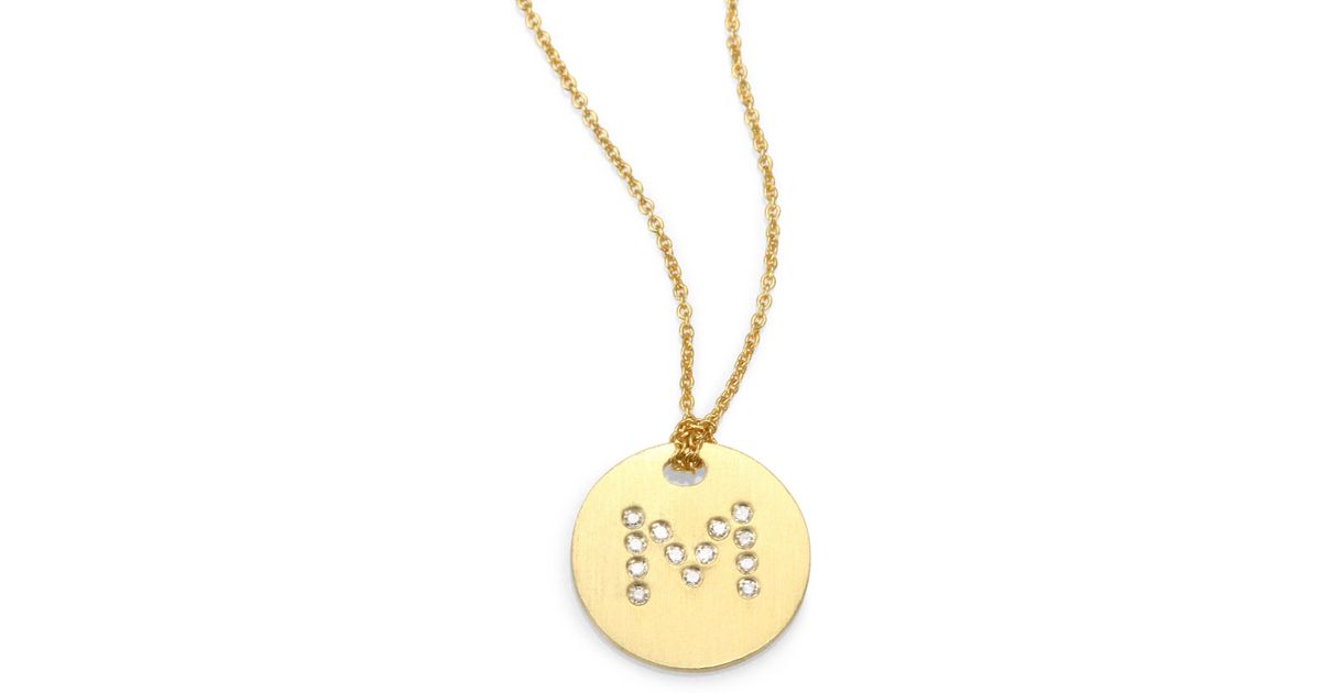 Lyst Roberto Coin Tiny Treasures Diamond 18k Yellow Gold Initial Lyst Roberto Coin Tiny Treasures Diamond 18k Yellow Gold Initial Pendant Necklace In Metallic