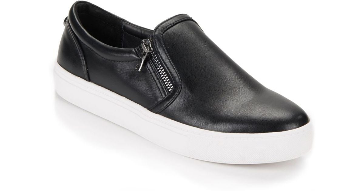 Steve madden Exstatic Double Zippered Leather Sneakers in Black | Lyst