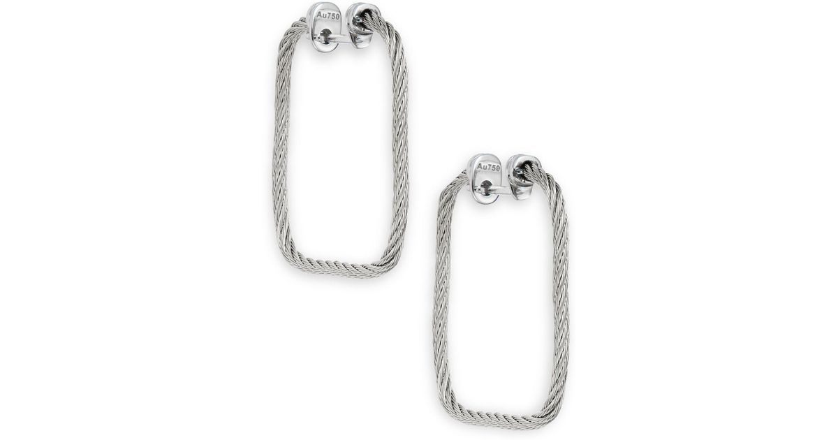 Alor Gray Stainless Steel 18k White Gold Rectangular Hoop Earrings Lyst