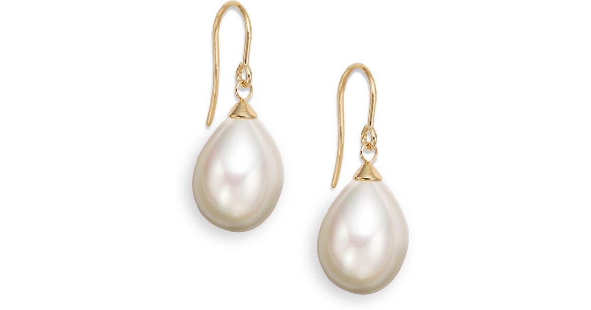 Lyst Majorica 10mm Teardrop Pearl Earrings In White
