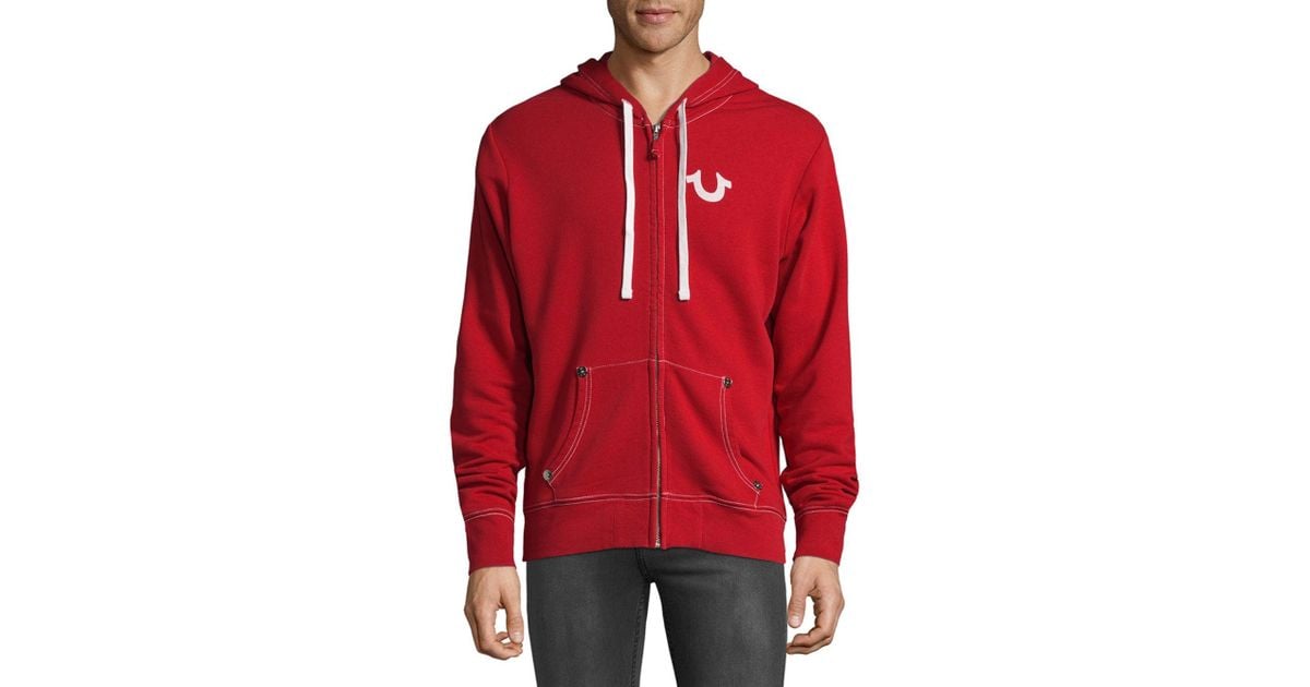 Lyst True Religion Classic Logo Zipup Hoodie in Red for Men