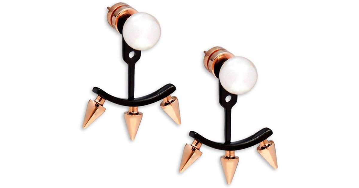 Lyst Majorica Mother Of Pearl Goldplated Spiked Stud Earrings In Lyst Majorica Mother Of Pearl Goldplated Spiked Stud Earrings In White