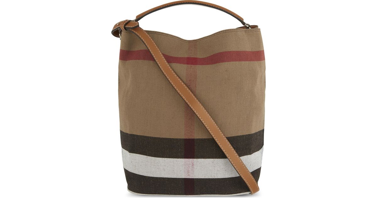 Lyst - Burberry Ashby Medium Canvas Bucket Bag in Brown